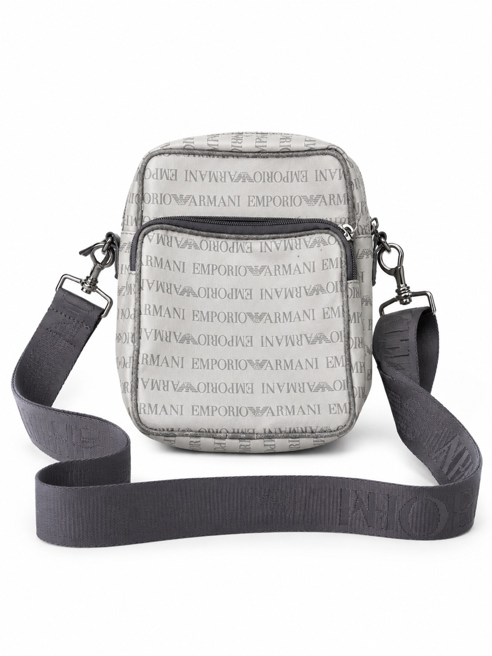 Emporio Armani Grey Logo Monogram Crossbody Messenger